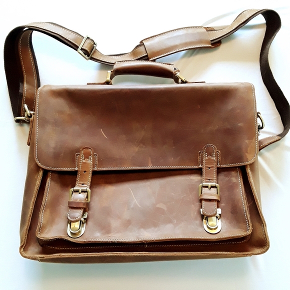 Full Grain Italian Leather Briefcase For Women. Brown